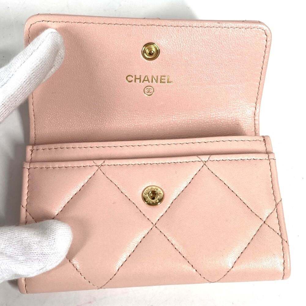 CHANEL Authentic Pink Lambskin Leather Logo Wallet - Picture 7 of 9